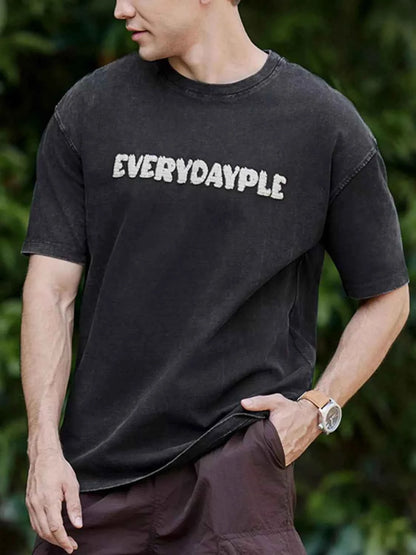 Men's Plus Size Letter Graphic Round Neck T-Shirt