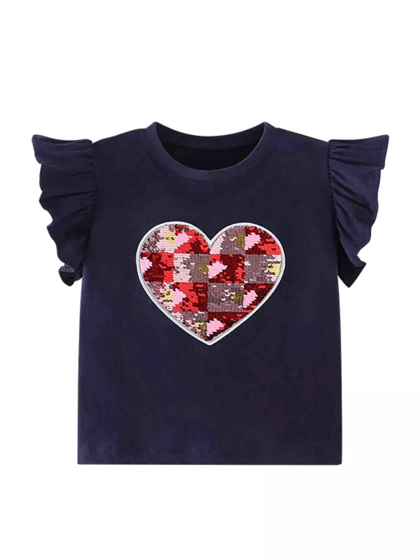 Children's Heart Sequin Ruffle Sleeve T-Shirt