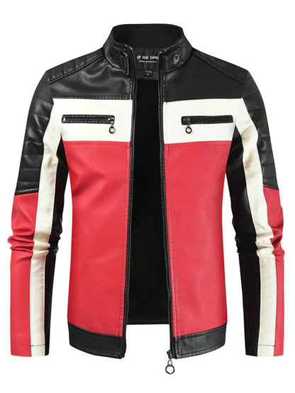 Men's Plus Size Contrast Zip Up Long Sleeve Jacket