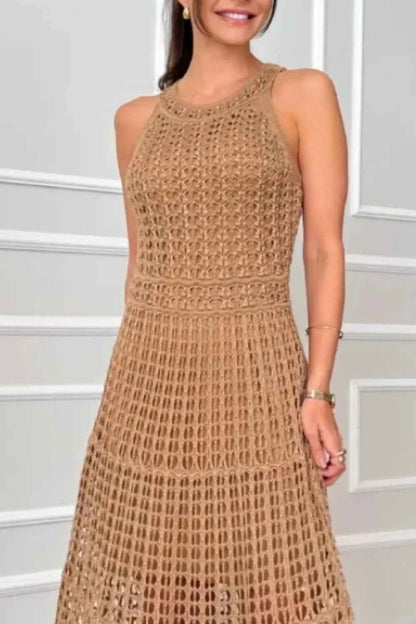 Hollowed-Out Sleeveless Maxi Dress