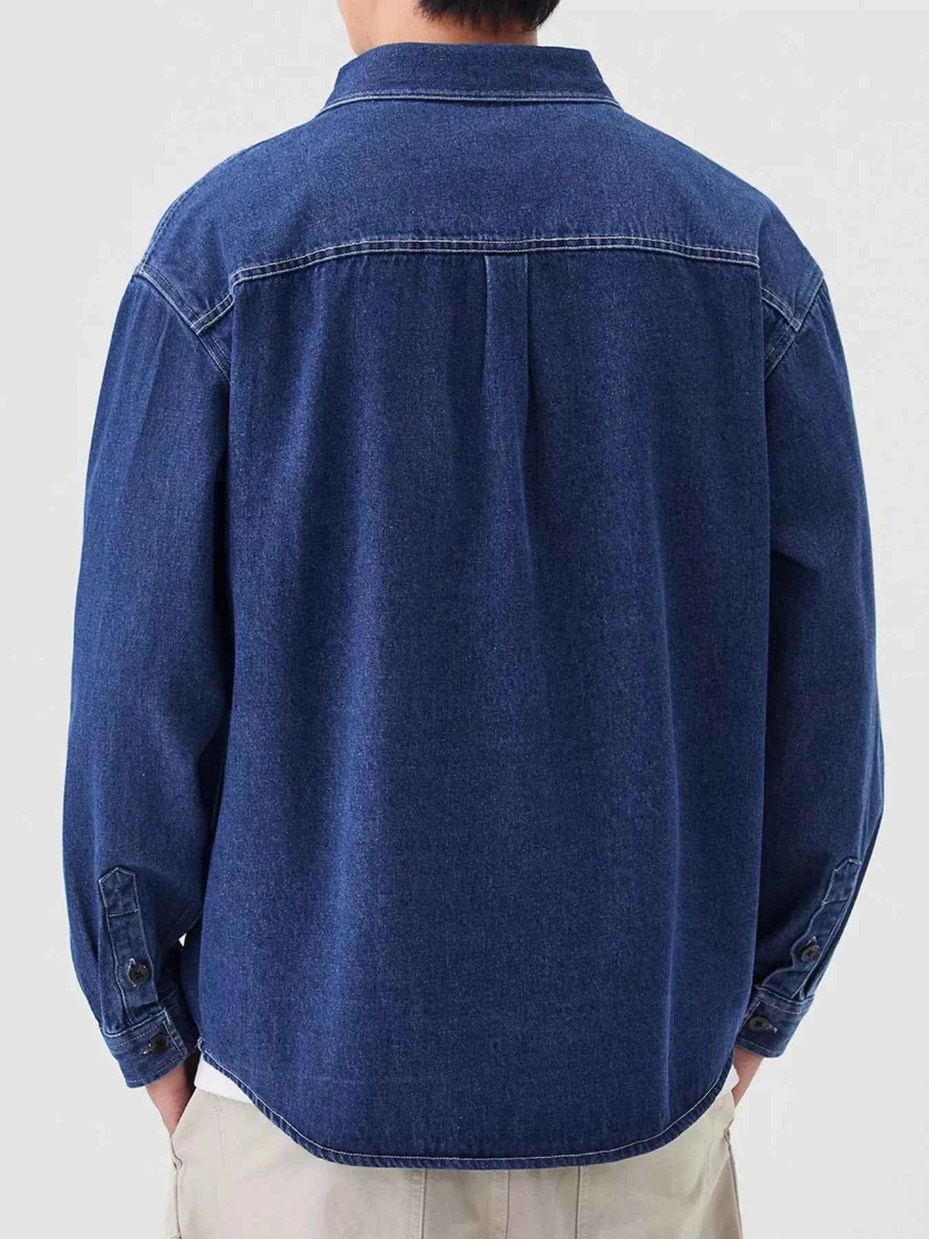 Men's Plus Size Button Up Casual Denim Shirt