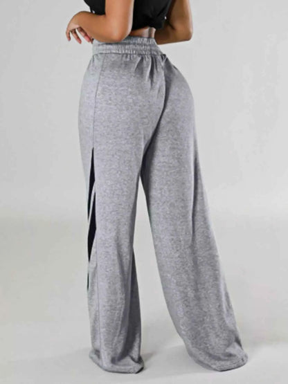 Plus Size Striped Contrast Wide Leg Pants