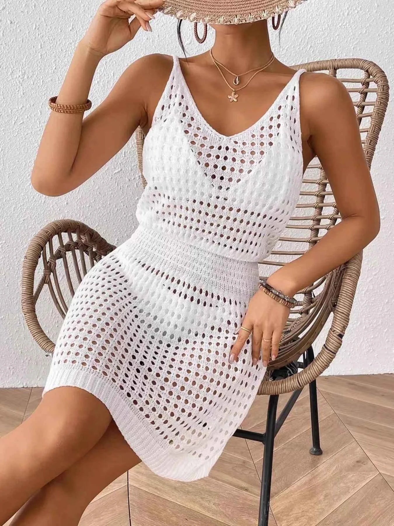 Crochet Sleeveless Knit Cover Up Dress