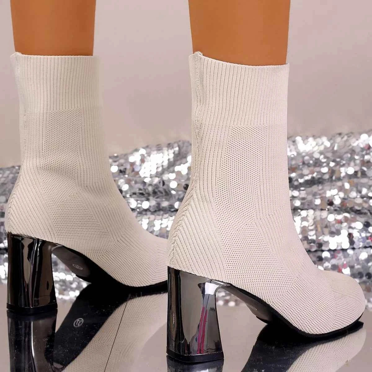 Round Toe Block Heels Boots