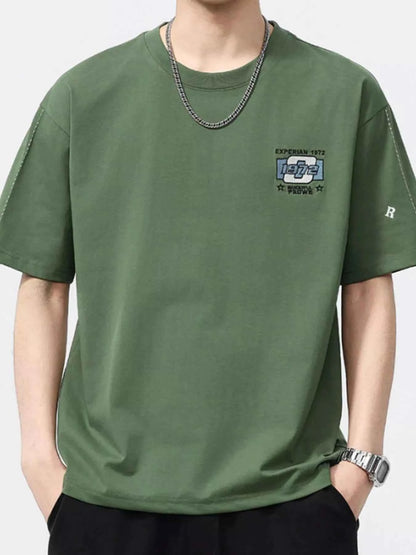 Men's Plus Size Embroidery Pattern Oversized T-Shirt