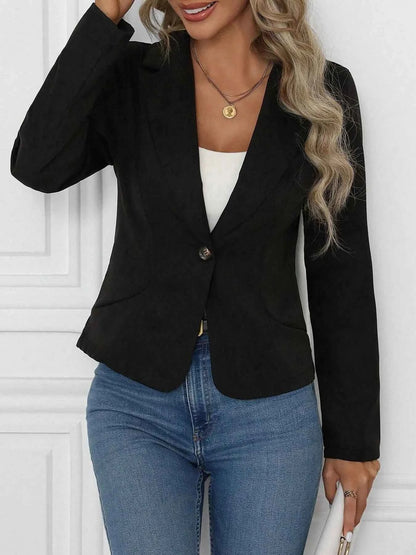 Single Button Slim Long Sleeve Blazer