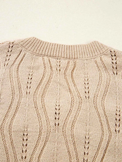 Pearl-Embellished V-Neck Pullover Sweater
