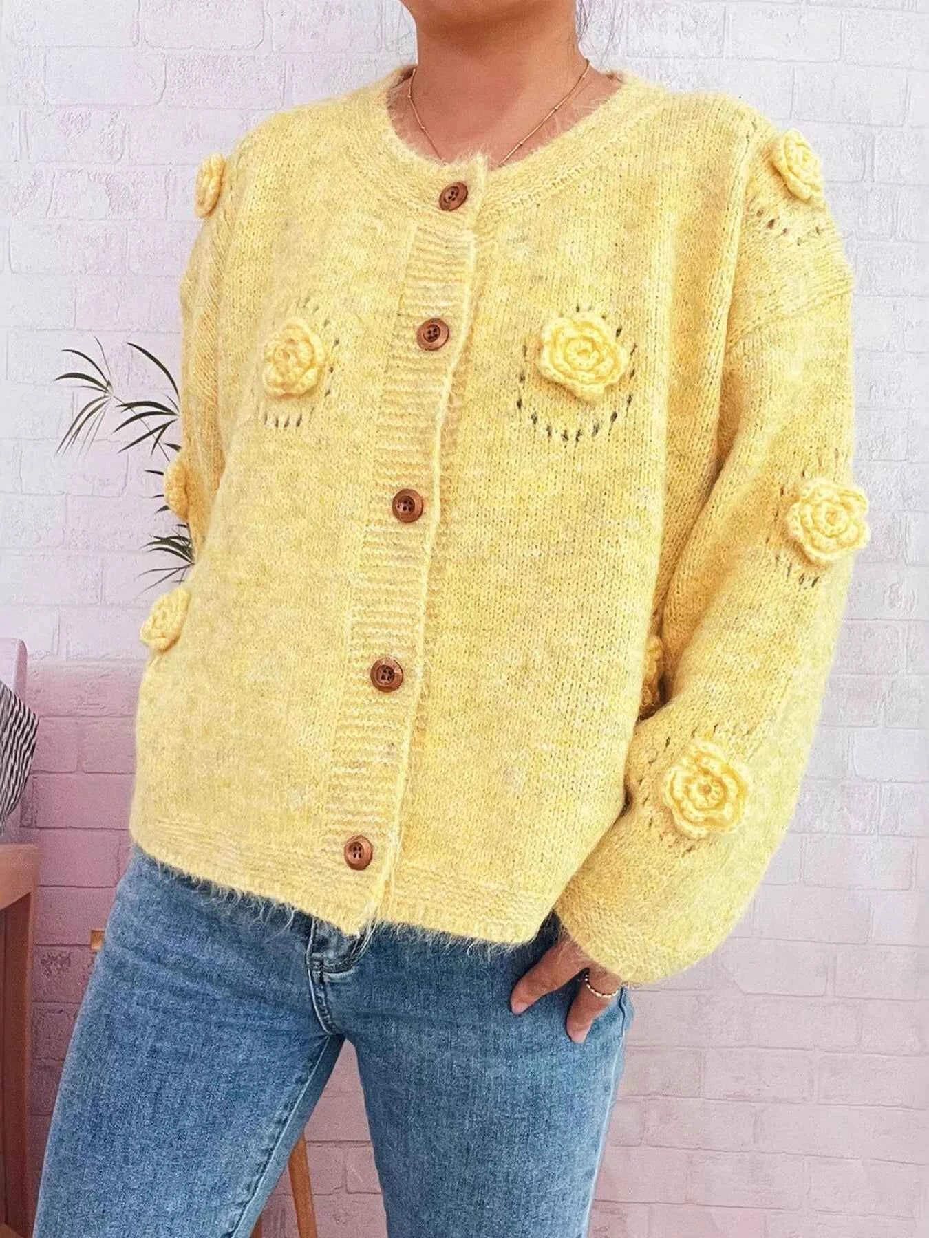 Flower Button-Up Cardigan