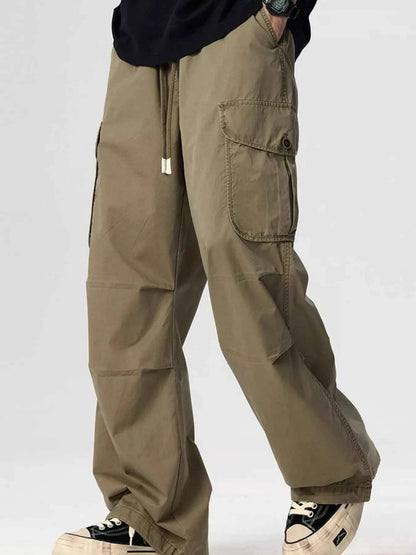 Men's Plus Size Drawstring Wide Leg Cargo Pants