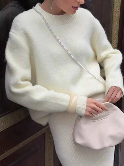Round Neck Dropped Shoulder Sweater