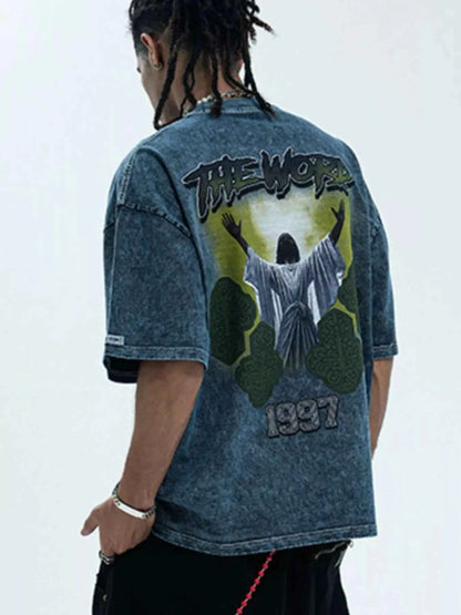 Men's Graphic Round Neck Short Sleeve T-Shirt