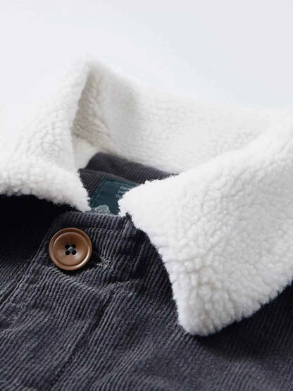 Men's Plus Size Sherpa Corduroy Button Up Jacket