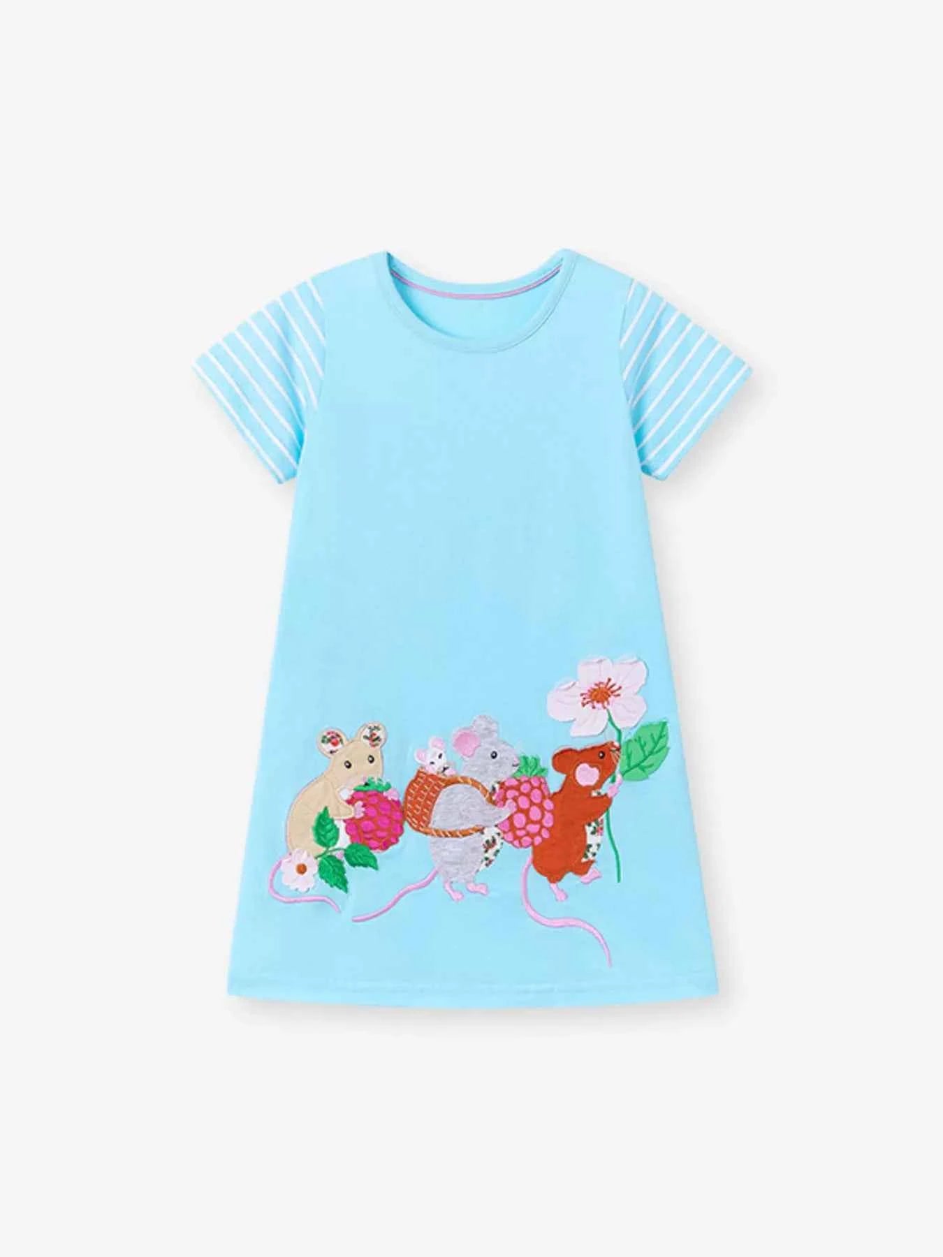 Children's Cartoon Mouse Embroidered Casual Dress