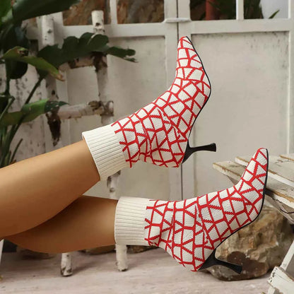 Mesh Point Toe Stiletto Boots