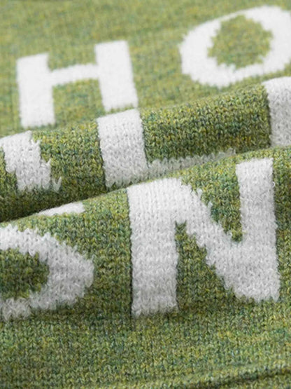 Men's Letter Ribbed Hem Round Neck Sweater