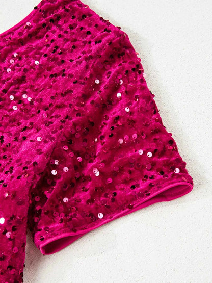 Sequin One-Shoulder Dress with High Slit