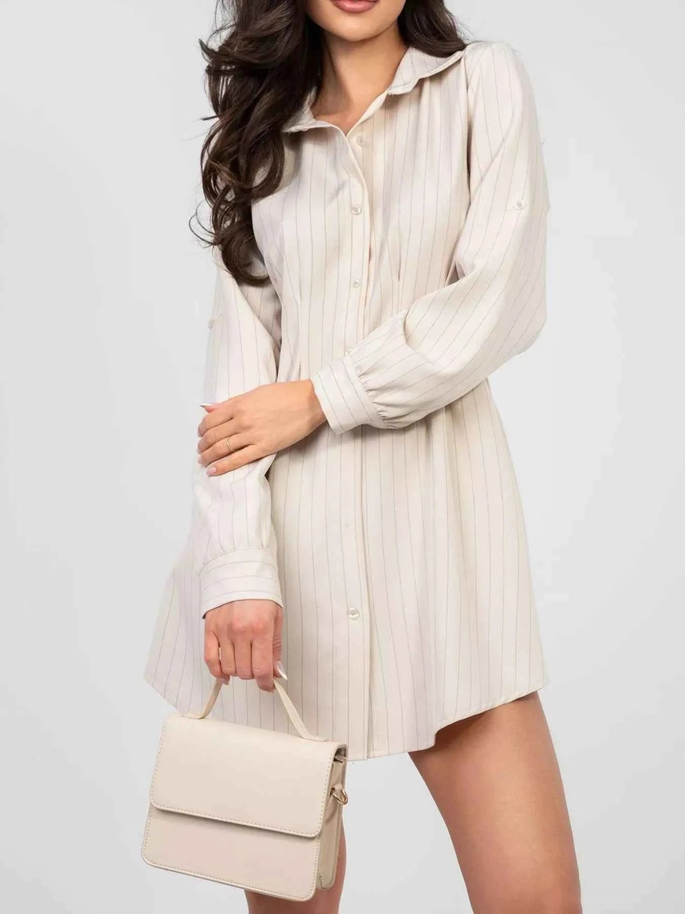 Striped Button-Down Mini Dress