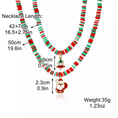 Alloy Christmas Necklace with Santa and Christmas Tree Pendant