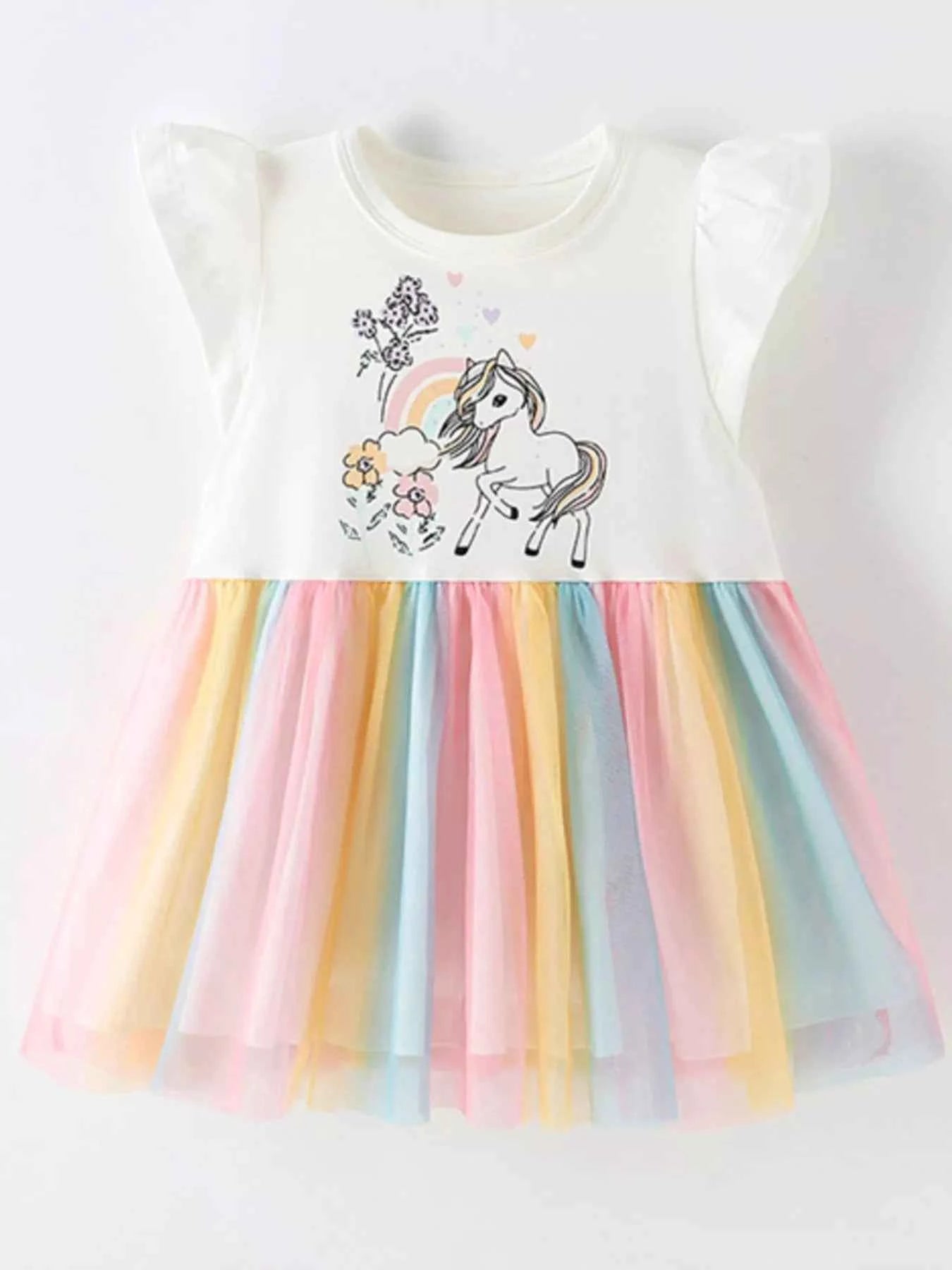 Children's Unicorn Rainbow Tulle Dress