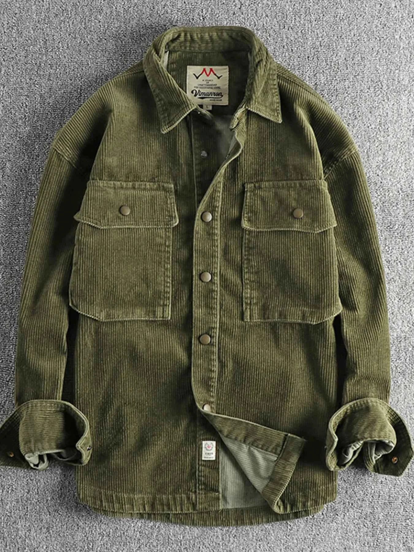 Men's Plus Size Corduroy Button Up Long Sleeve Jacket