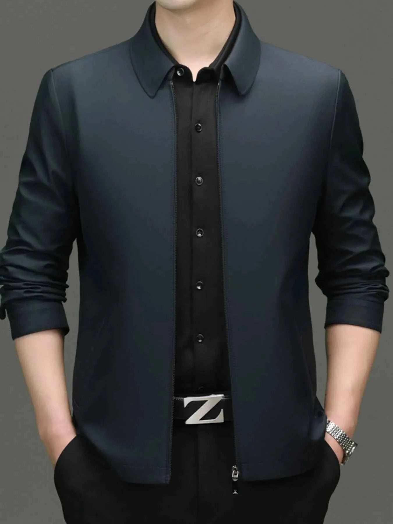 Men's Plus Size Zip Up Long Sleeve Jacket