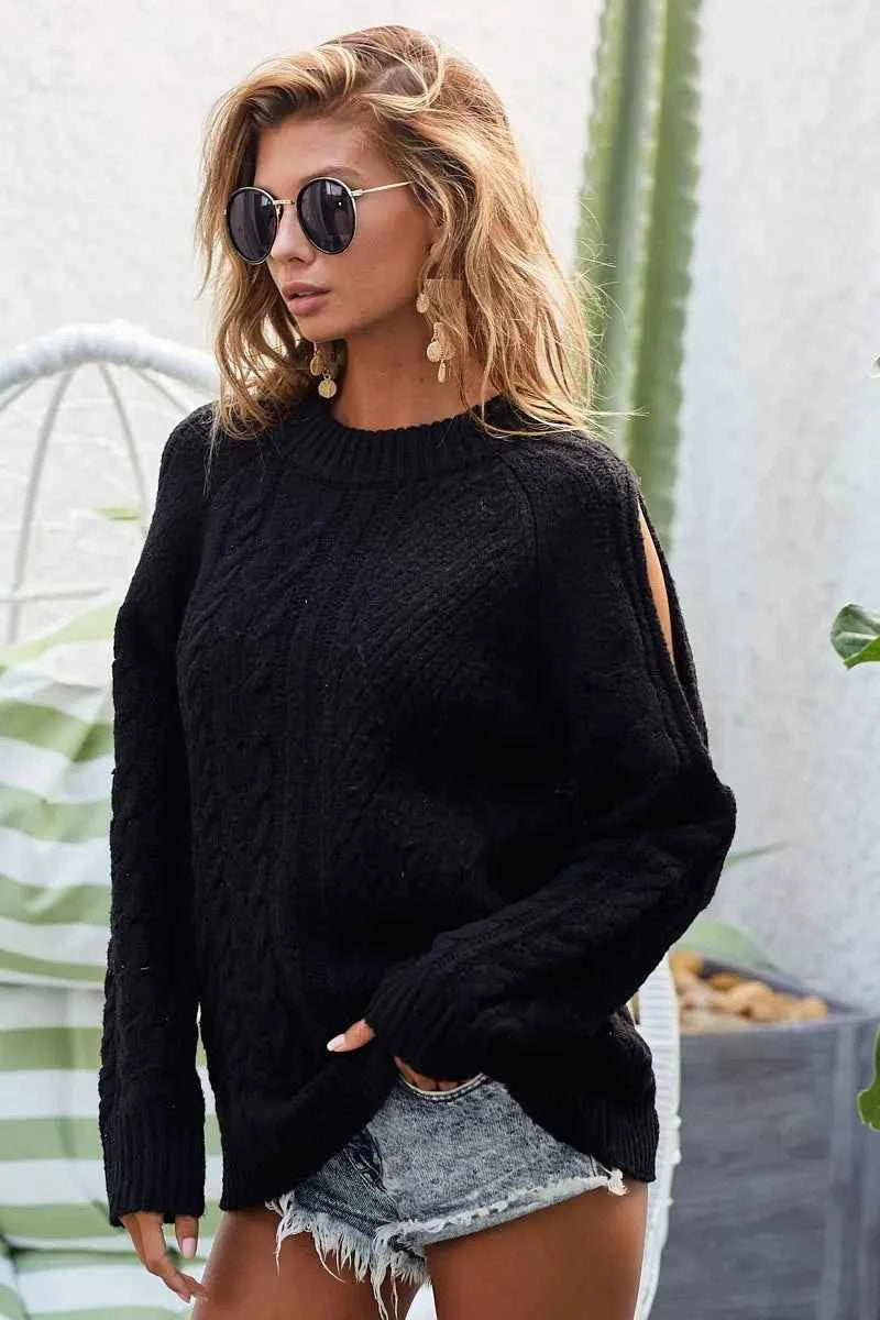 BiBi Twist Knitted Open Shoulder Sweater