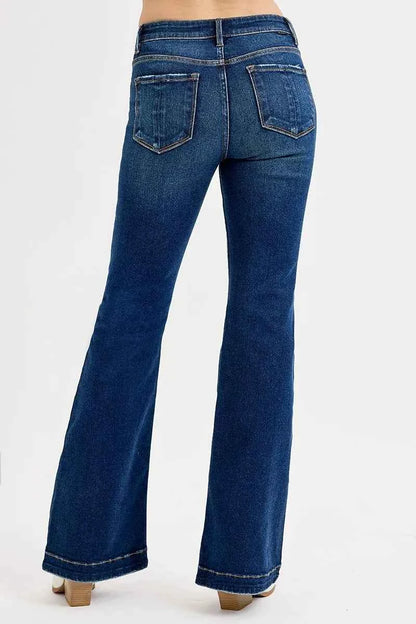 RISEN Full SIze Tummy Control Mid Rise Flare Jeans Plus SIze