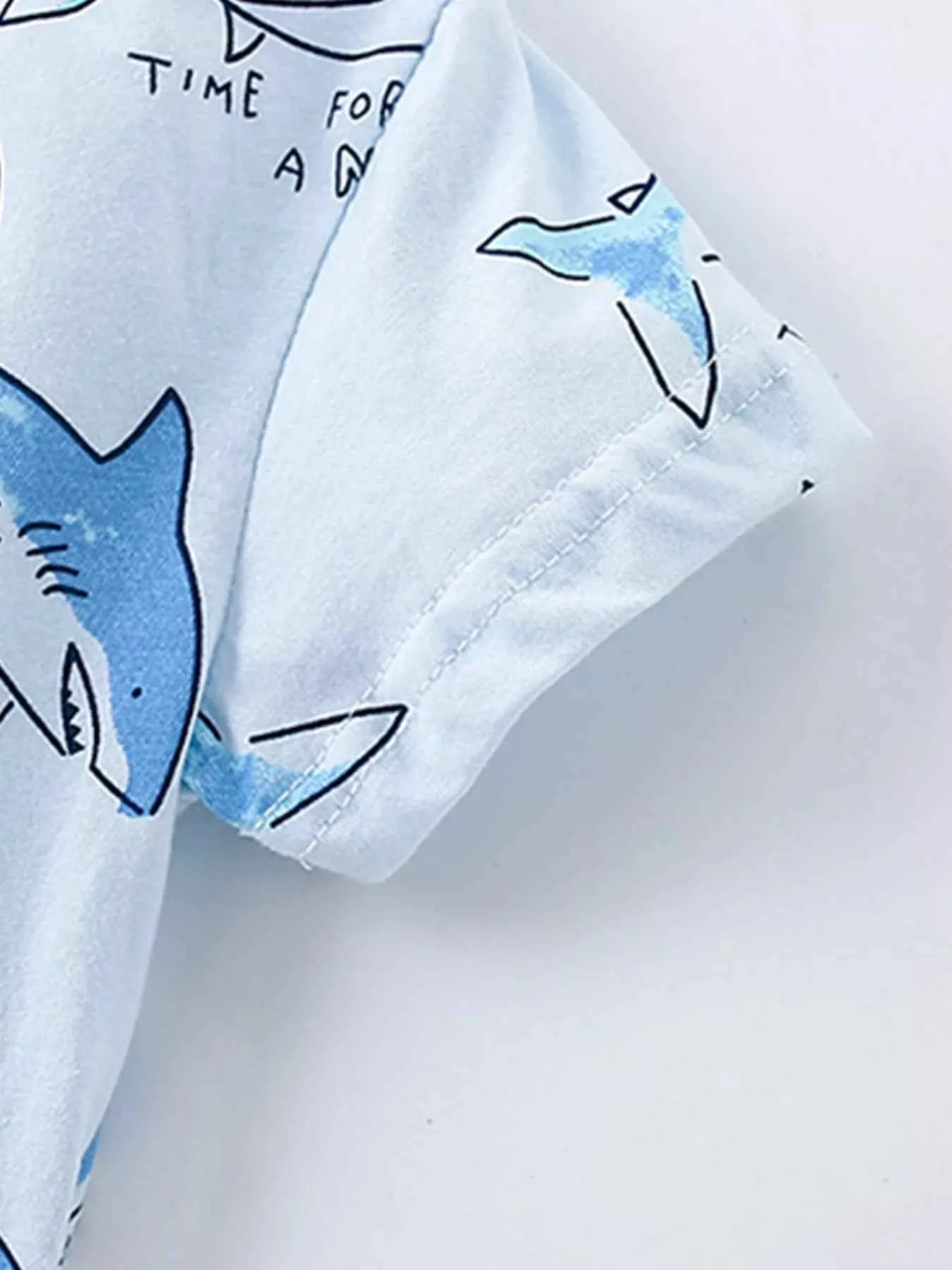 Children's Shark Print Short Sleeve Top and Shorts Set