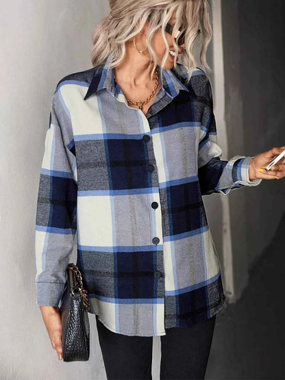 Plaid Button-Down Long Sleeve Shirt