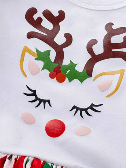 Children's 3 Piece Christmas Reindeer One-Piece Dress
