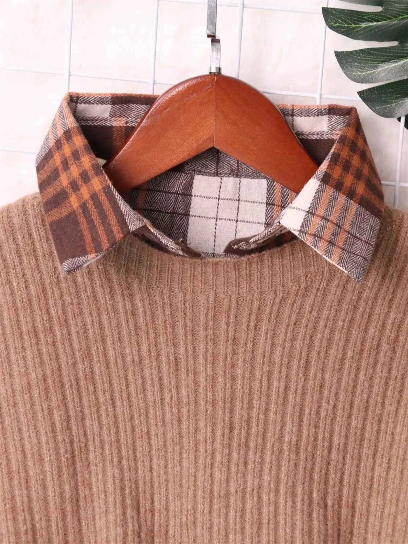 Plaid Long Sleeve Sweater Dress