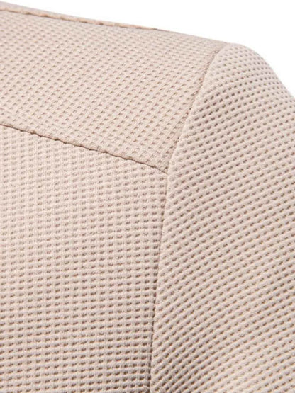 Men's Waffle Knit Baseball Collar Zip Up Jacket