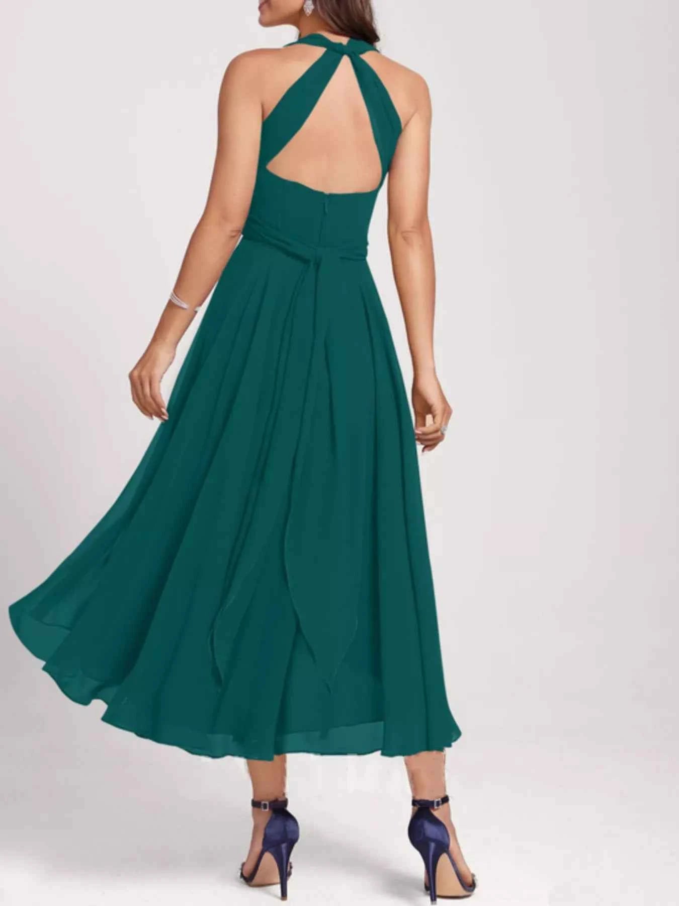 Ruched A-Line Midi Dress