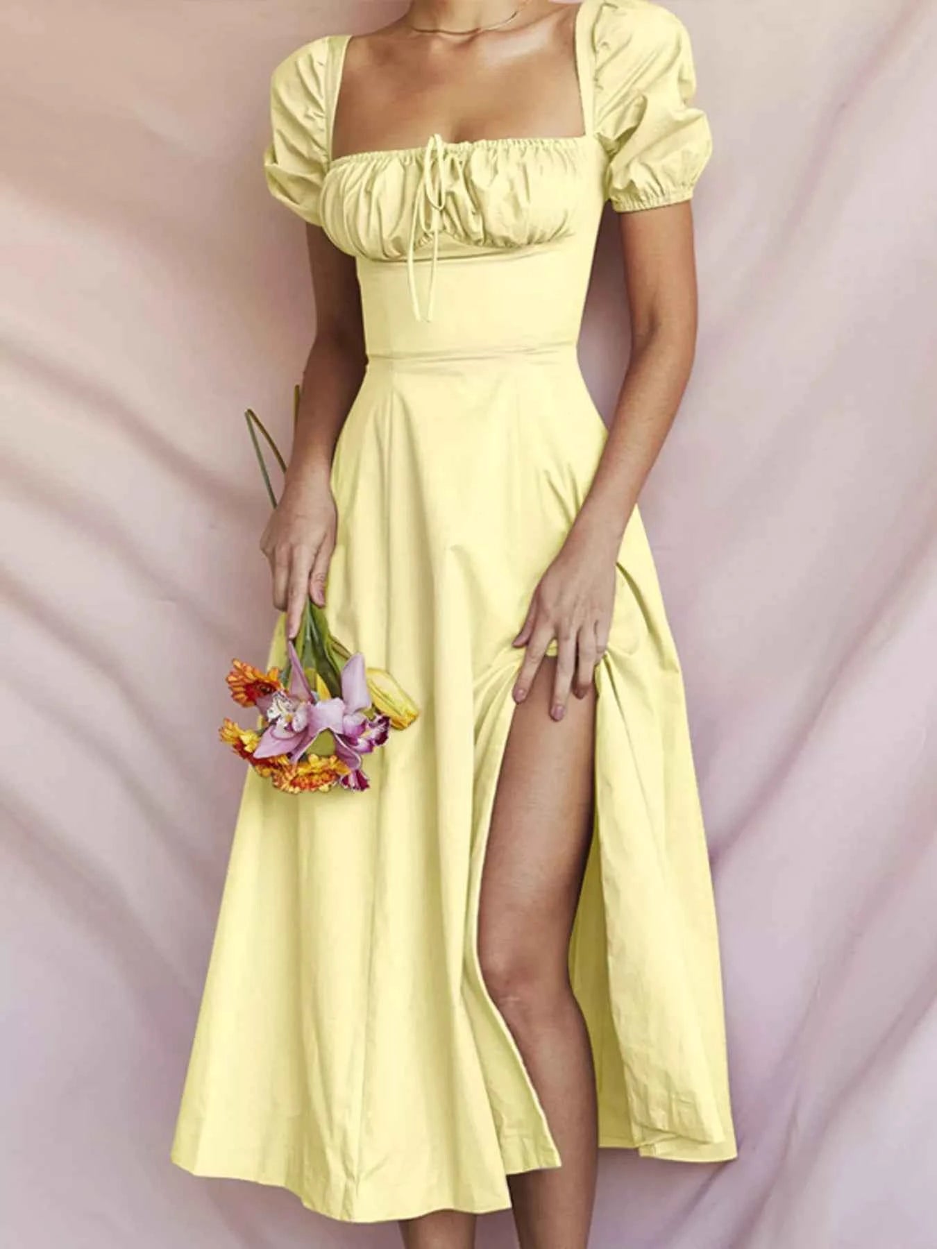 Full Size Slit Short Sleeve Midi Dress Plus Size