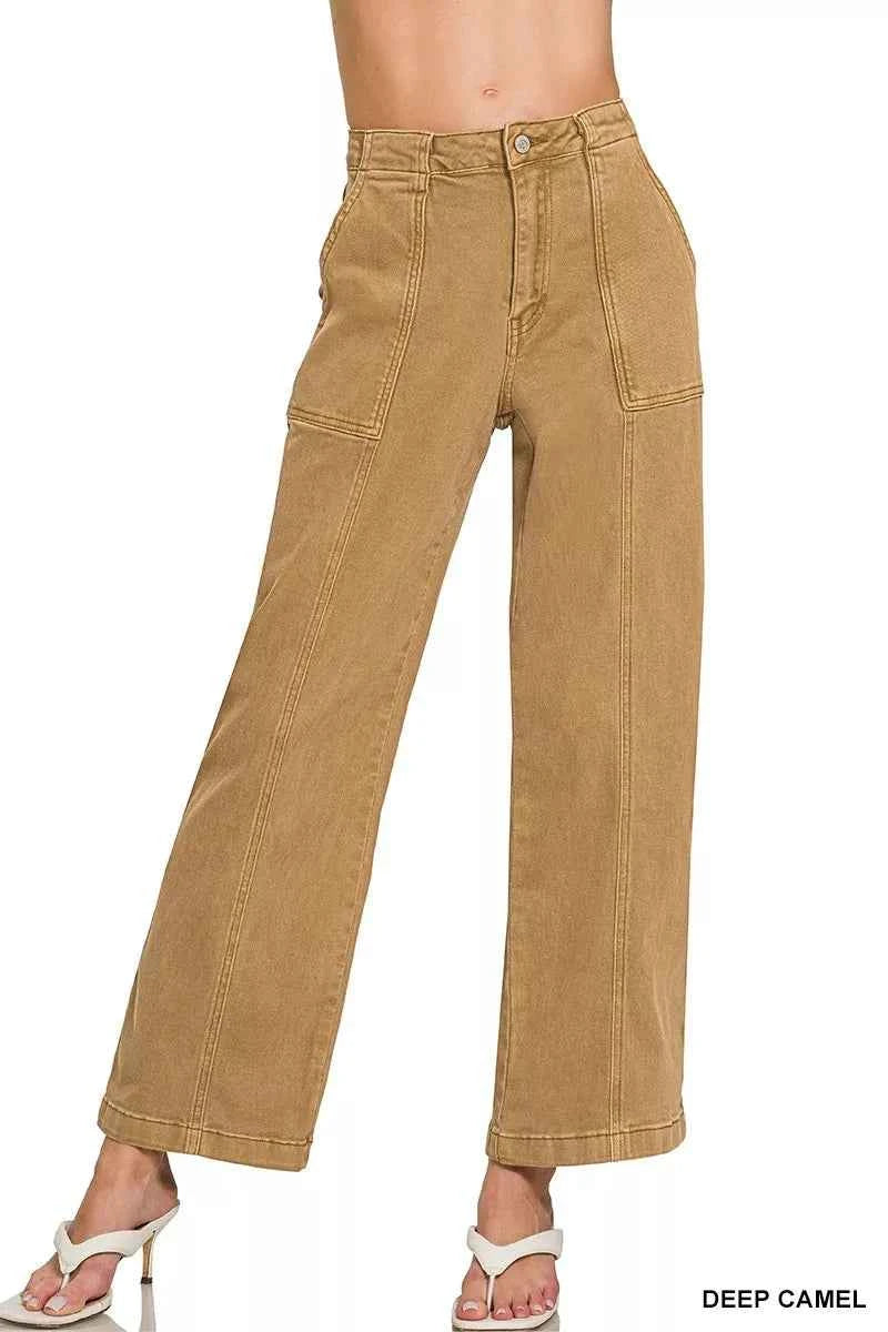 Zenana Straight Leg Utility Pocket Jeans