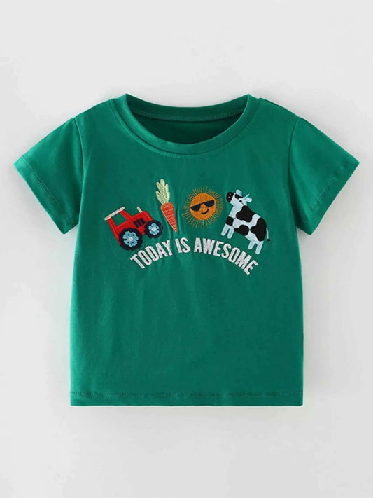Children's Embroidered Short Sleeve T-Shirt