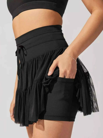 Tiered Skort with Drawstring
