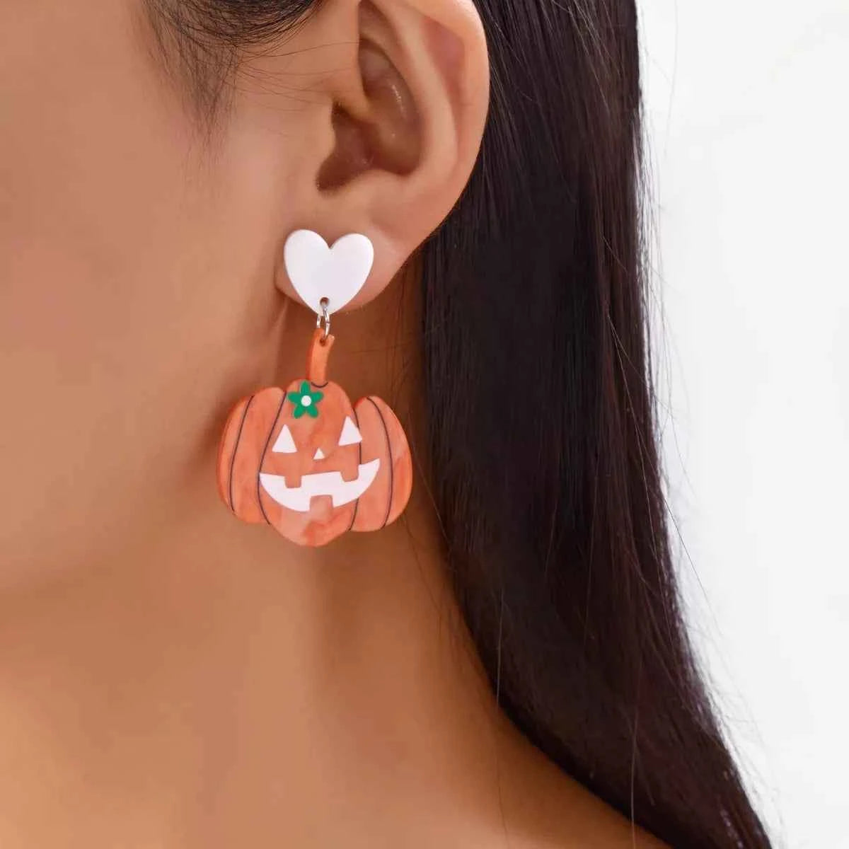Halloween Pumpkin Heart Drop Earrings