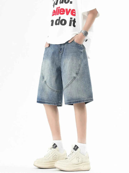 Men's Plus Size Washed Denim Shorts