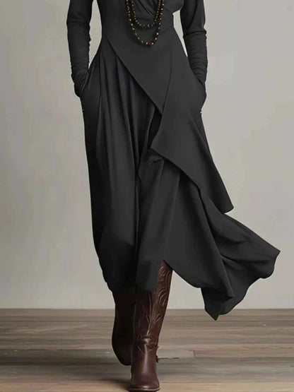 Full Size Asymmetrical Hem Turtleneck Dress Plus Size