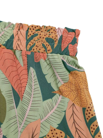 Tropical Print High Waist Shorts