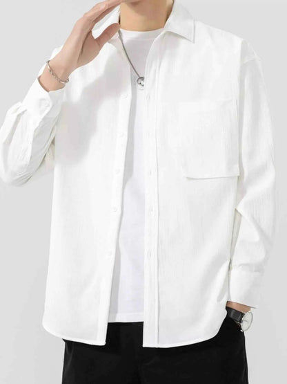 Men's Plus Size Button Up Long Sleeve Shirt