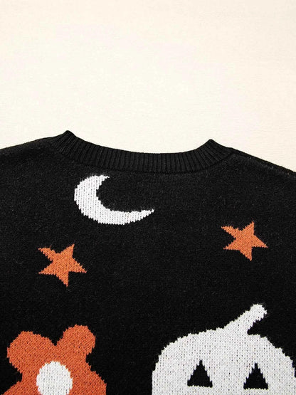 Halloween Gothic Pattern Long Sleeve Sweater