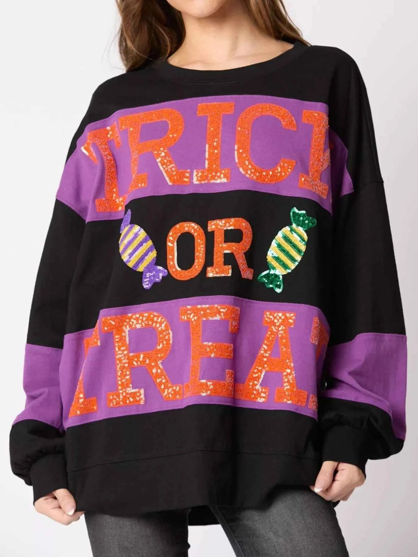 Halloween Trick Or Treat Sequin Sweatshirt