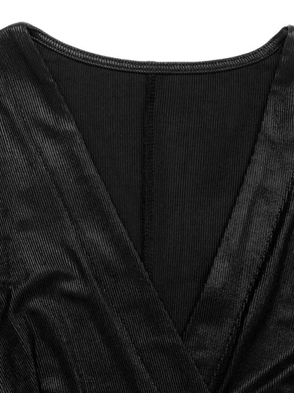 Surplice Long Sleeve Midi Dress
