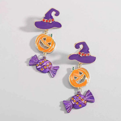 Halloween 18K Gold-Plated Alloy Pumpkin Earrings