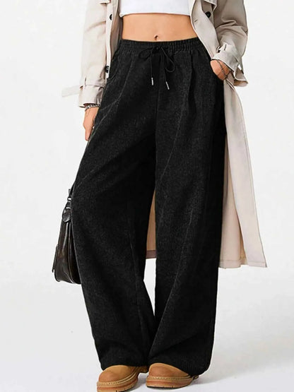Drawstring Wide Leg Pants