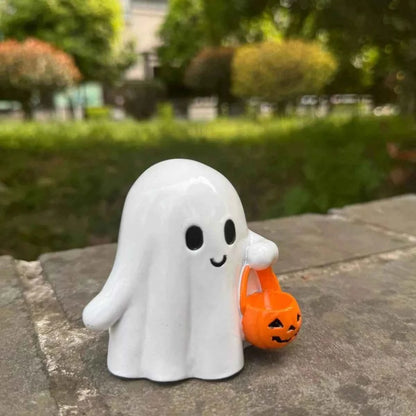 Halloween Ghost Ornament with Pumpkin Basket