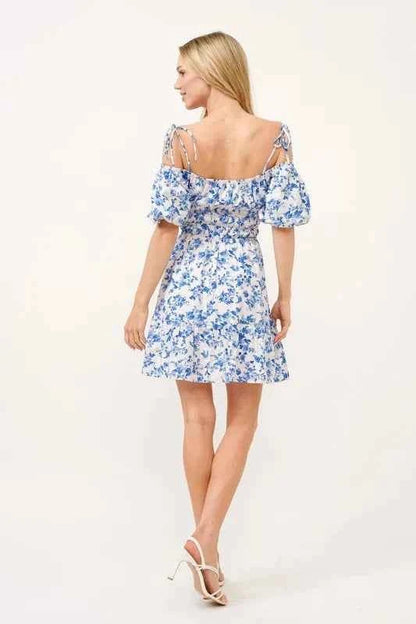 And The Why Off Shoulder Bubble Sleeve Dress
