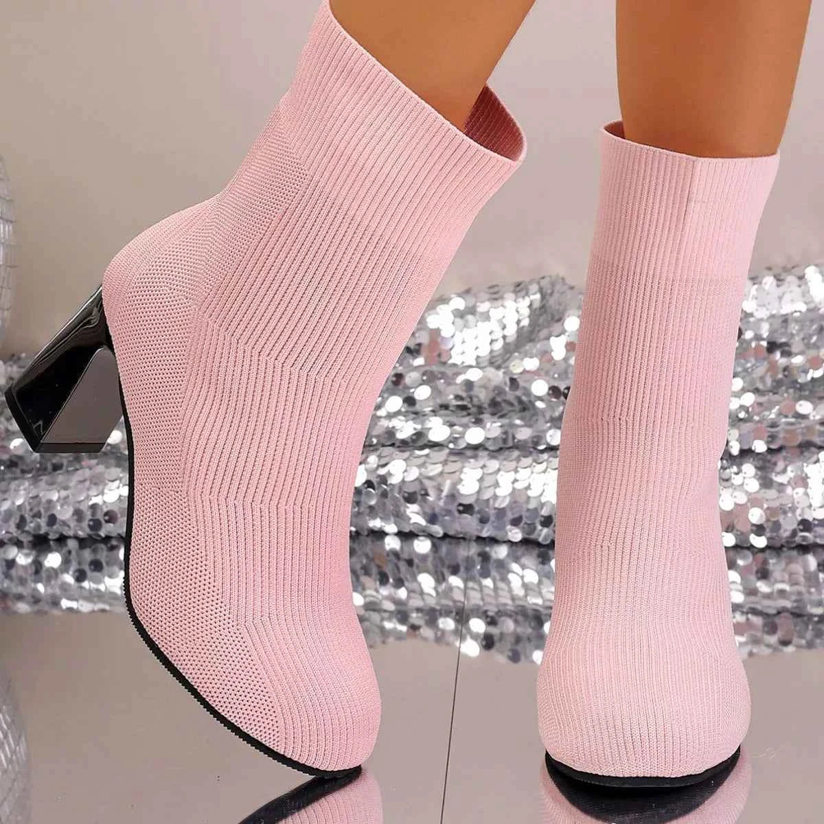 Round Toe Block Heels Boots